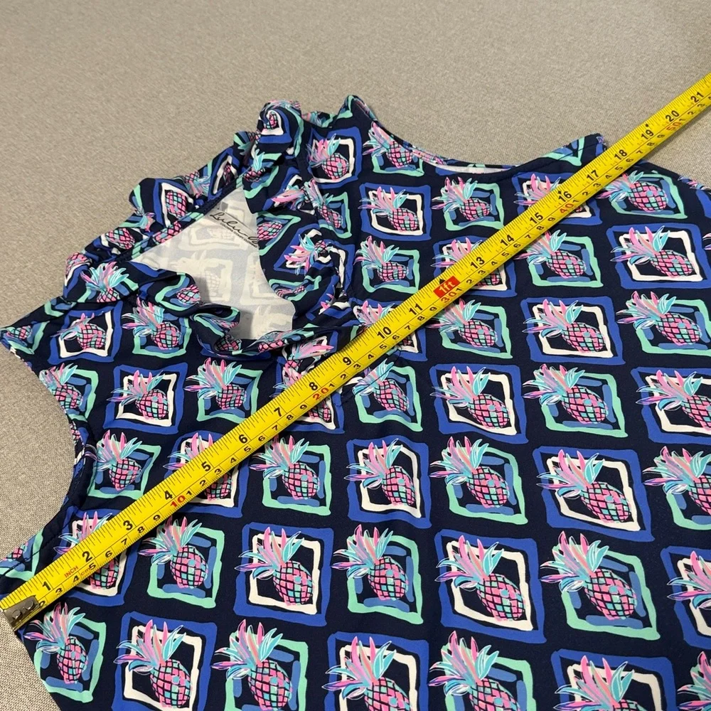 Lulu-B Pineapple Print Sleeveless Ruffle Blouse SZM - Picture 6 of 10